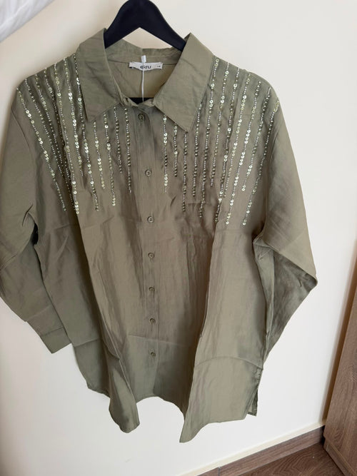 Beaded Embellished Shirt olive