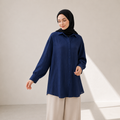 Navy Shirt vertical pleat