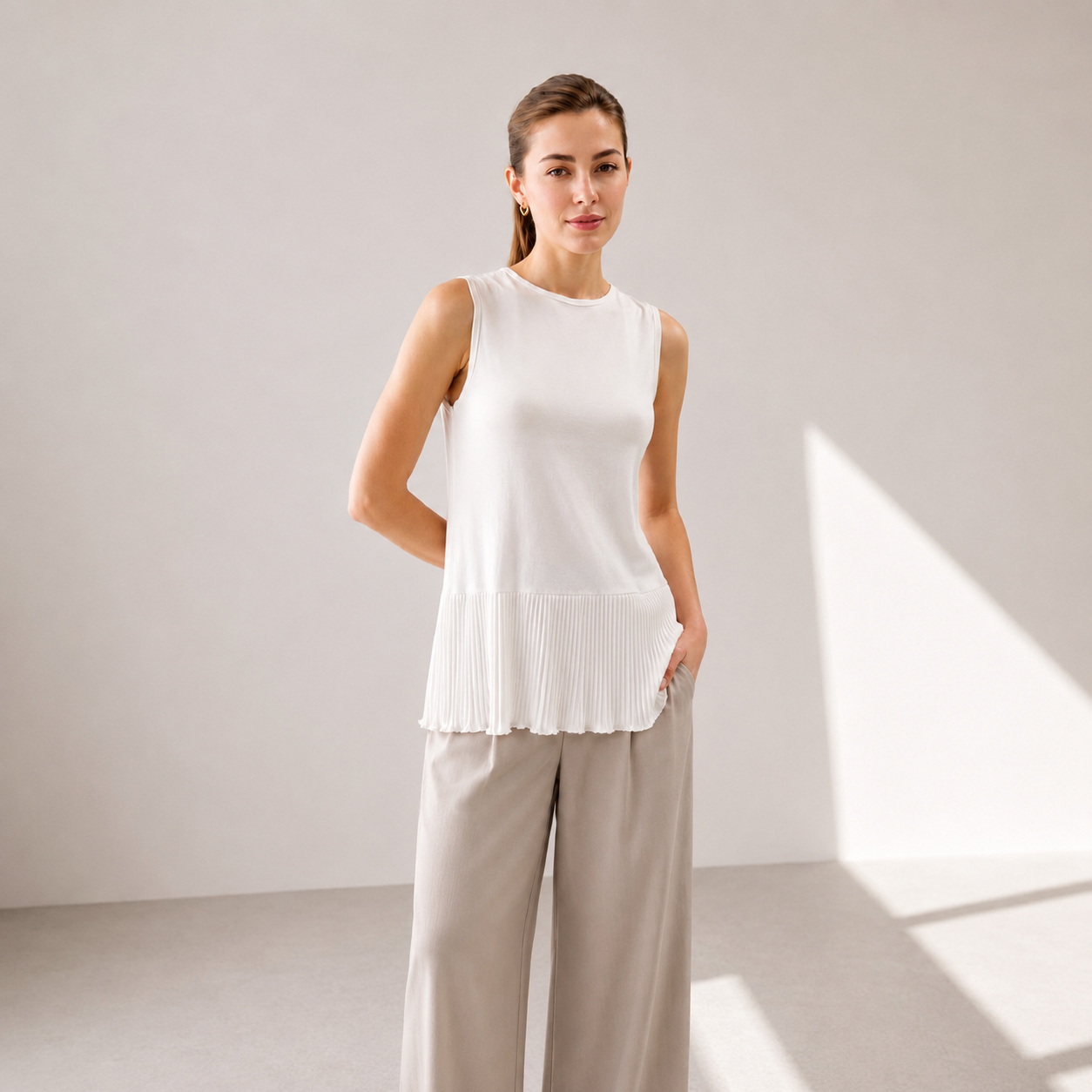 White Pleated Blouse