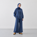 Wide leg zipper suit Navy