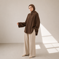 Brown Shirt vertical pleat