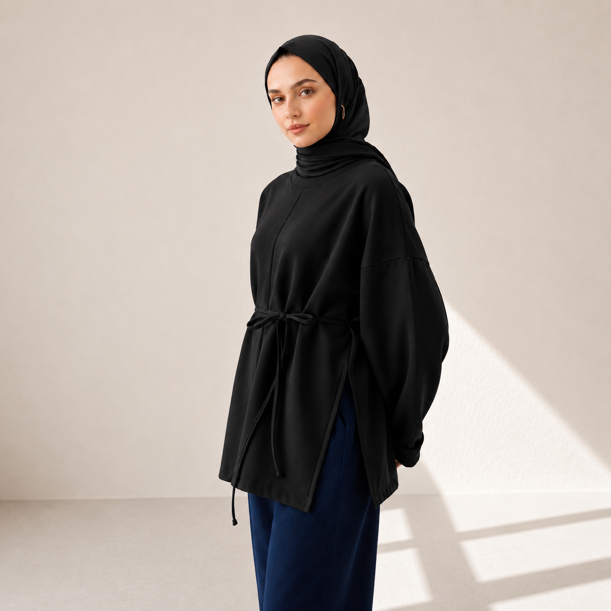 Oversized Sweatshirt with Side Slits black
